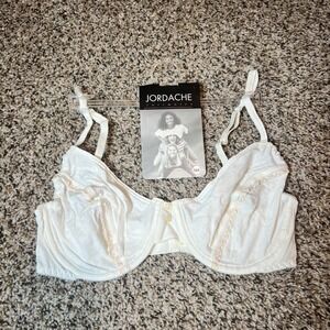 Jordache Intimates‎ Bra Lace Trim Comfort Everyday White Cotton Blend 36C